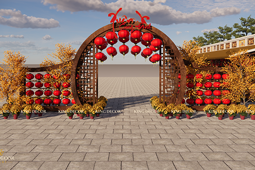 Cảnh quan Tết ngoài trời